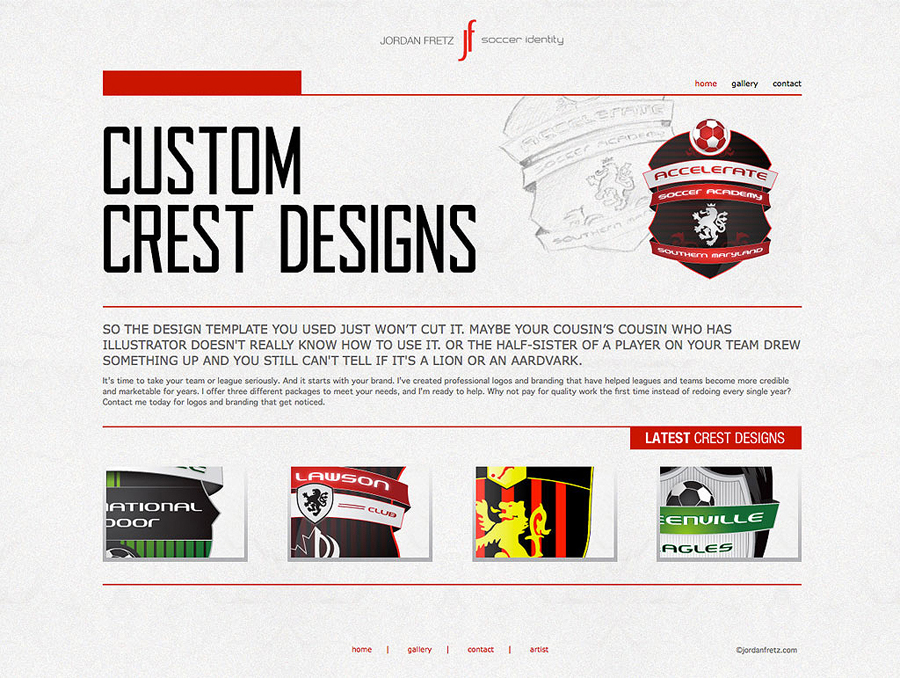Jordan Fretz design custom soccer crest design microsite Visit the site